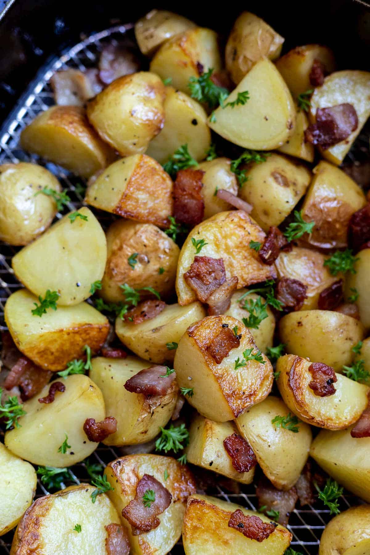Air fryer roasted potatoes and bacon