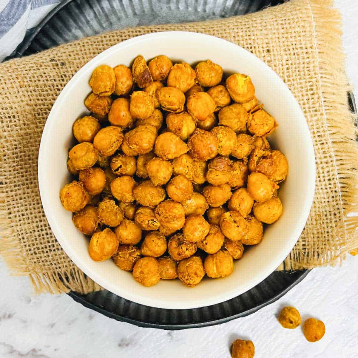 Air fryer spicy roasted chickpeas