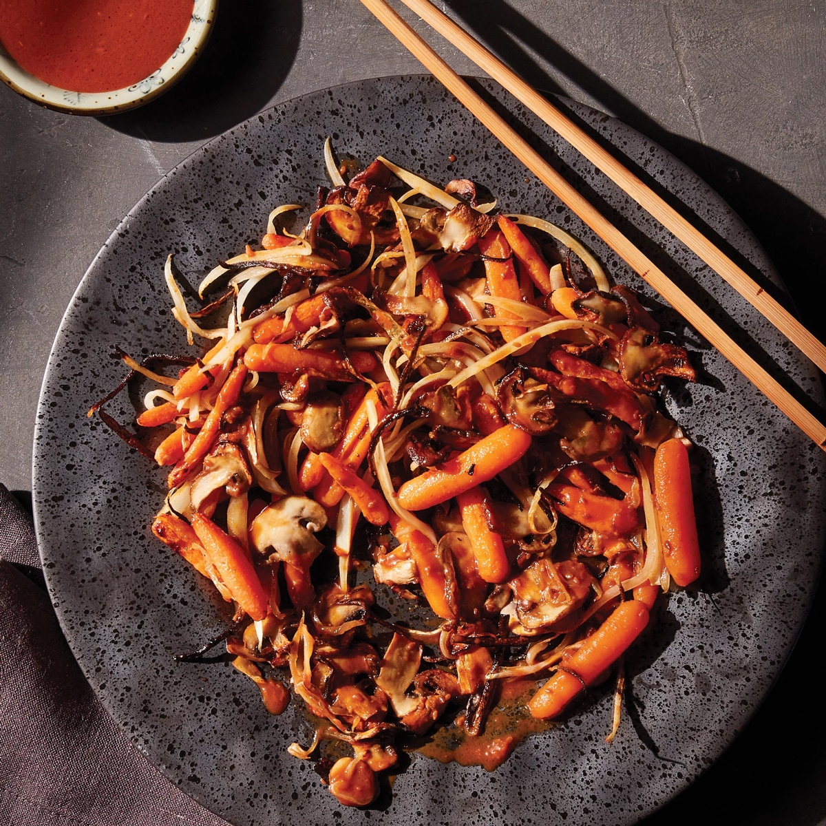Air fryer ssam mushrooms and carrots