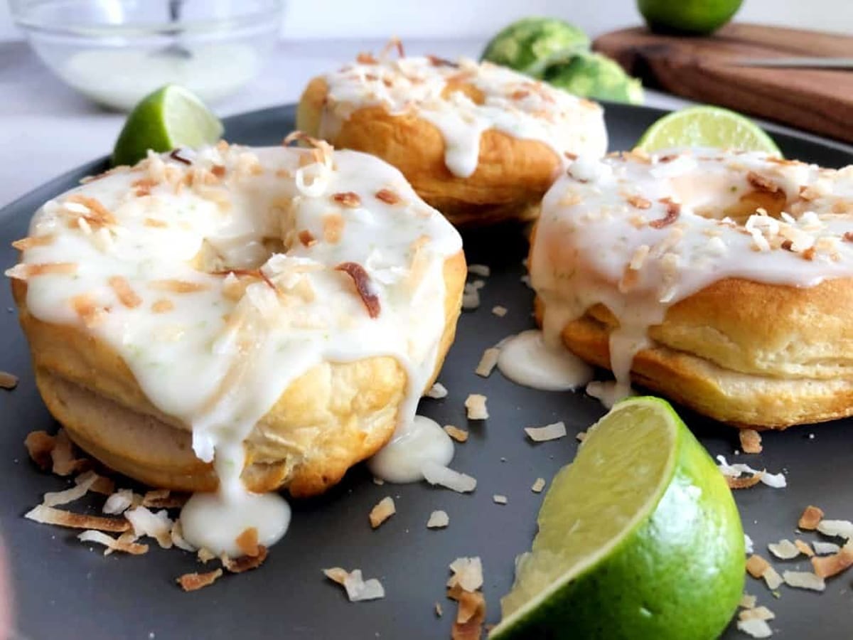Air fryer toasted coconut lime donuts