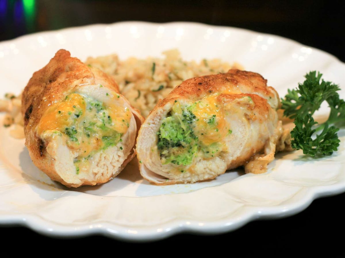 Broccoli cheese-stuffed chicken