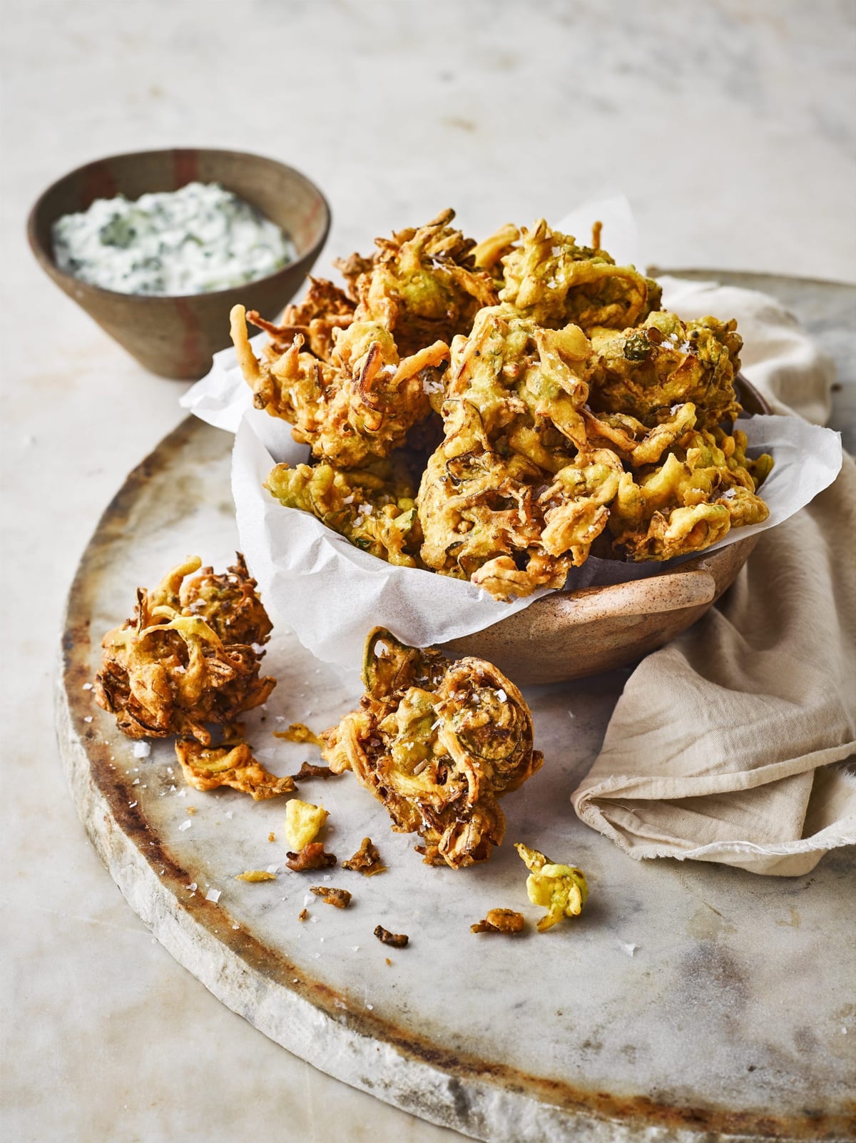 Brussels sprouts bhajis with raita