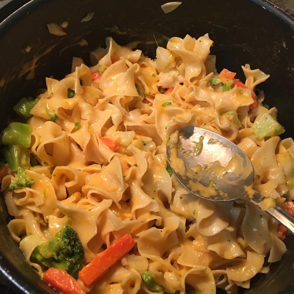 Cheesy vegetables and noodles