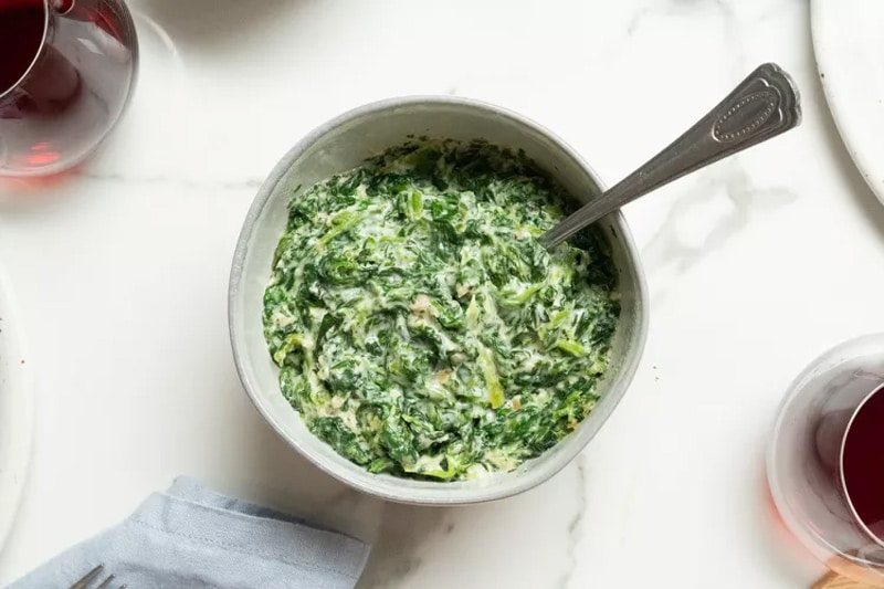 Creamed spinach with parmesan cheese