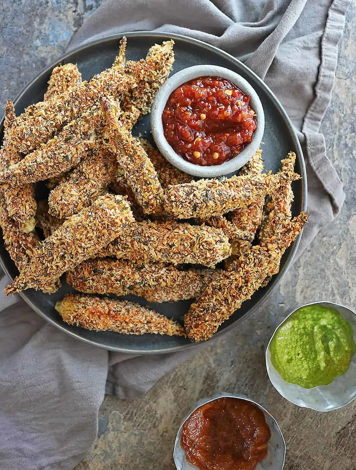 Crispy spicy air fryer okra with parsley and more
