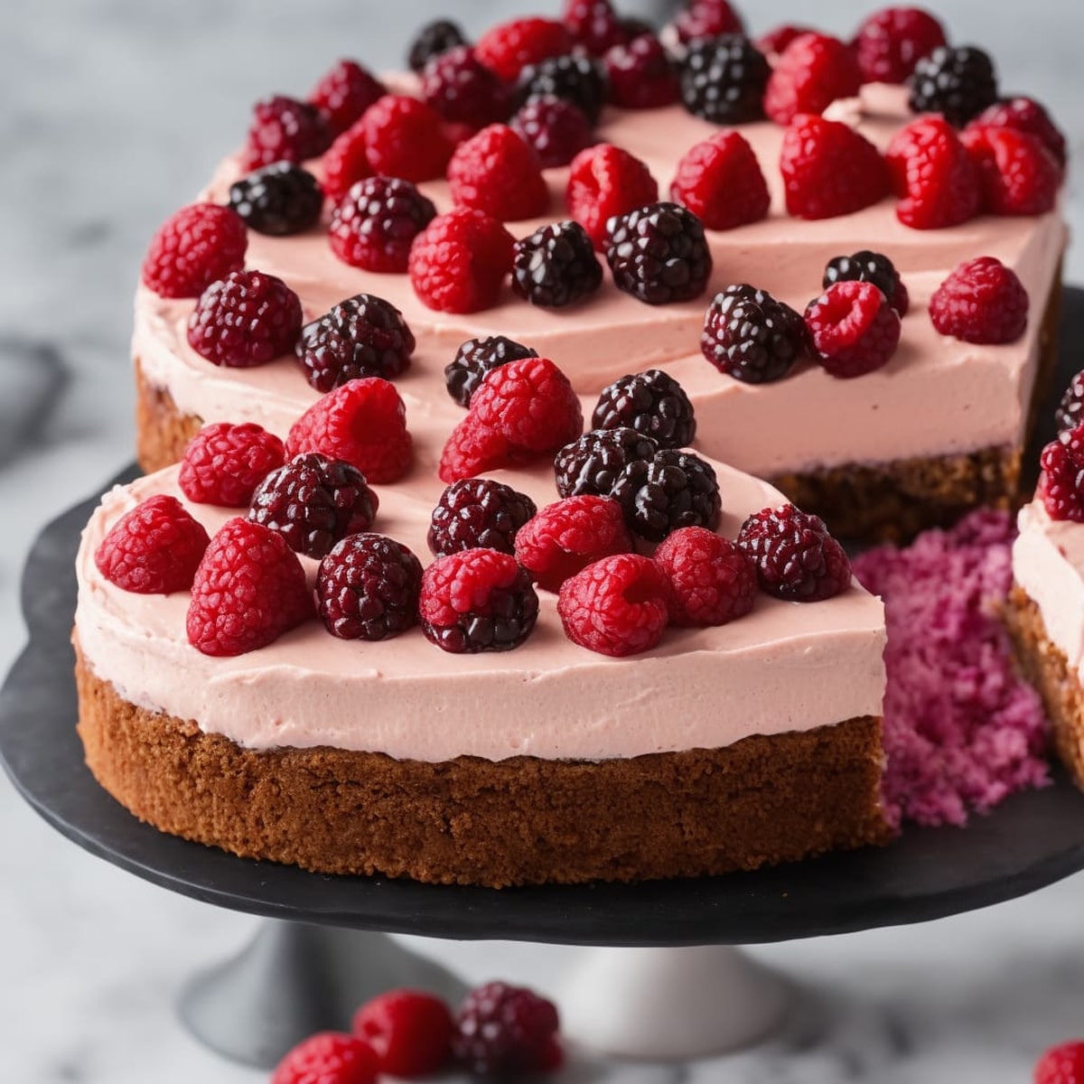 Iced berry mousse cake