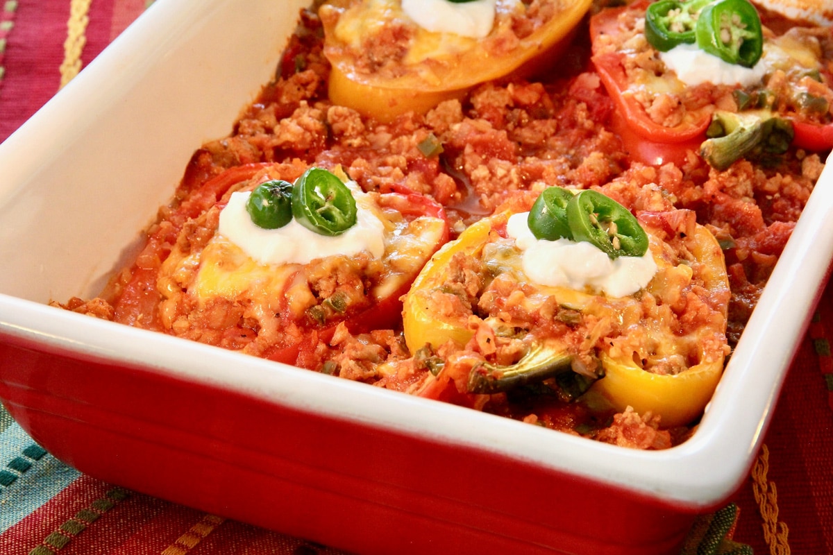 Low carb turkey-stuffed peppers