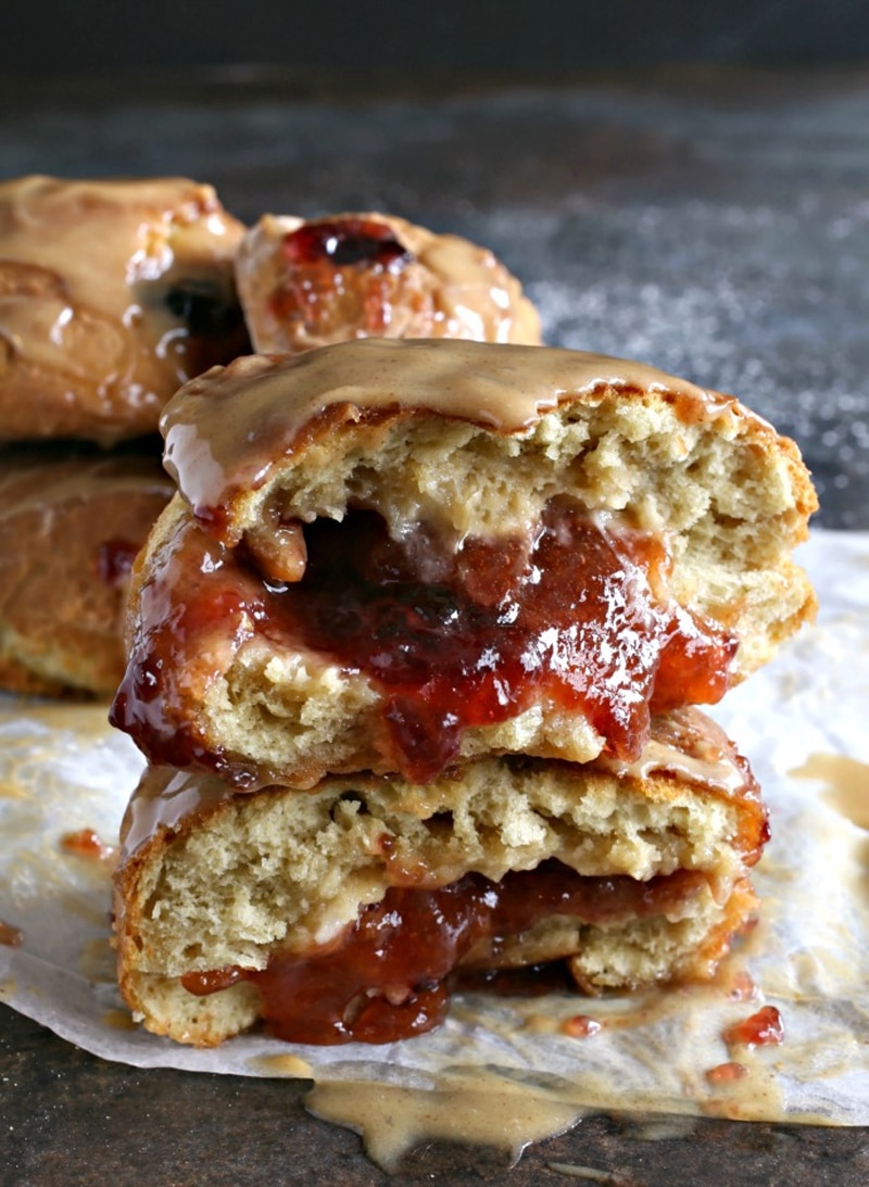 Peanut butter and jelly air fried doughnuts