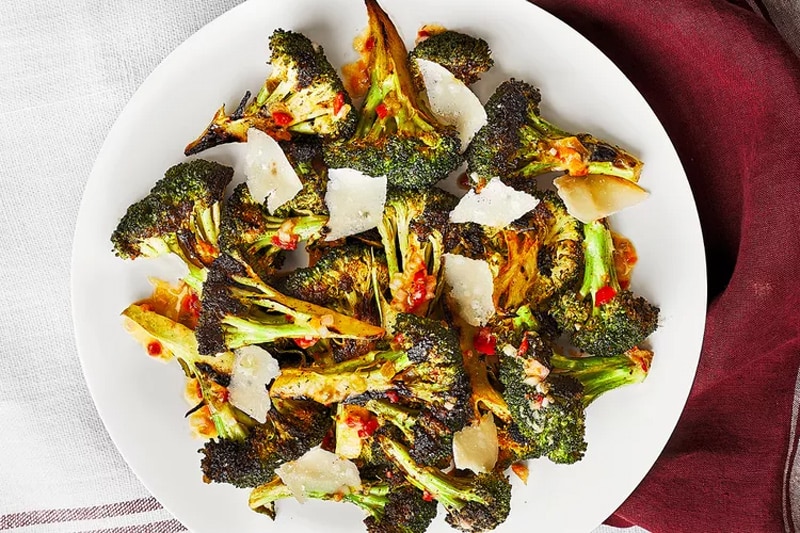 Roasted sheet pan broccoli with pickled pepper vinaigrette