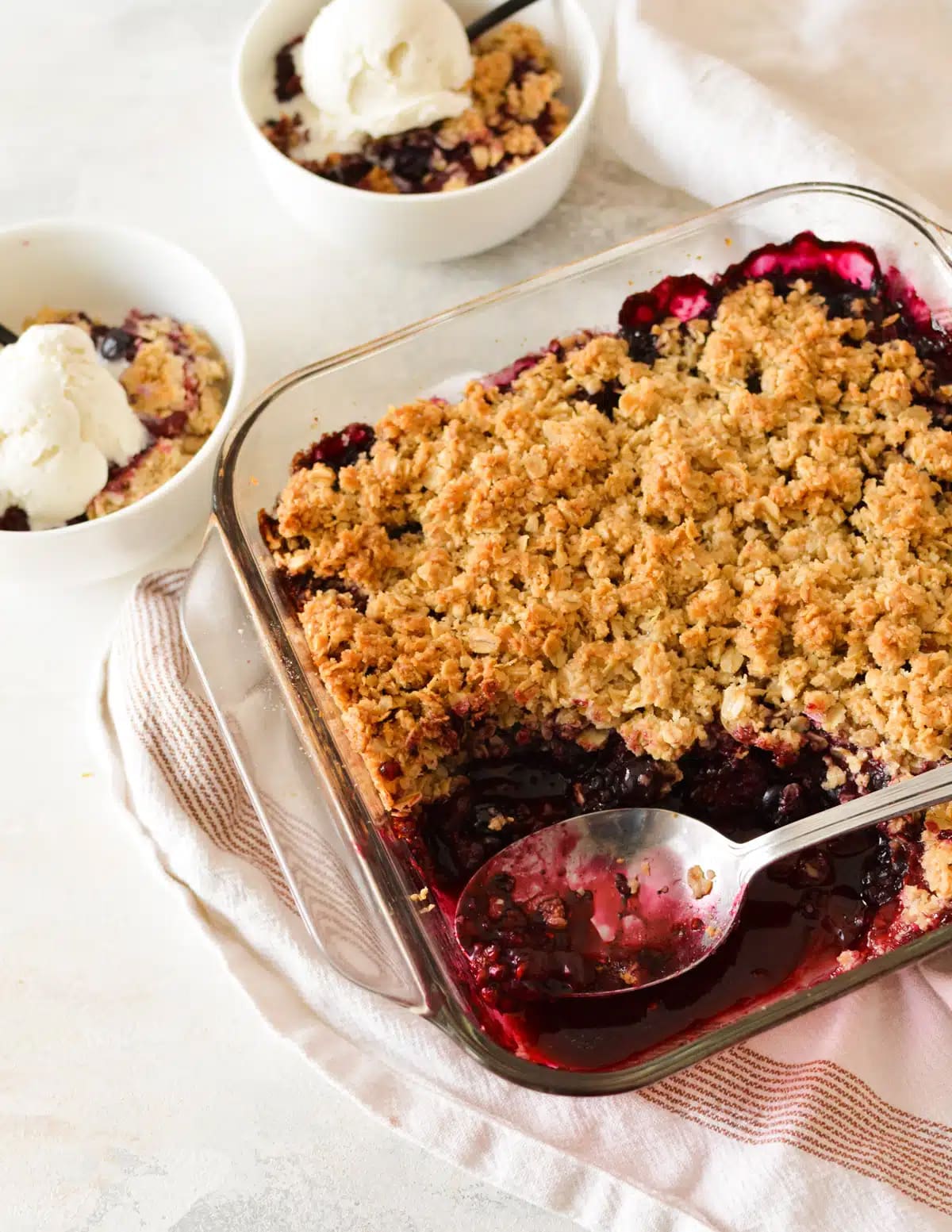 Triple berry crisp with oat crumble