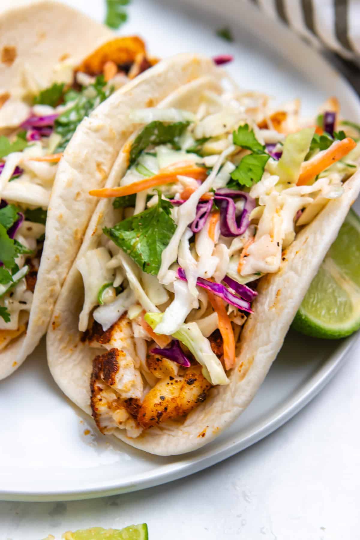 15 minute air fryer fish tacos with cilantro lime slaw