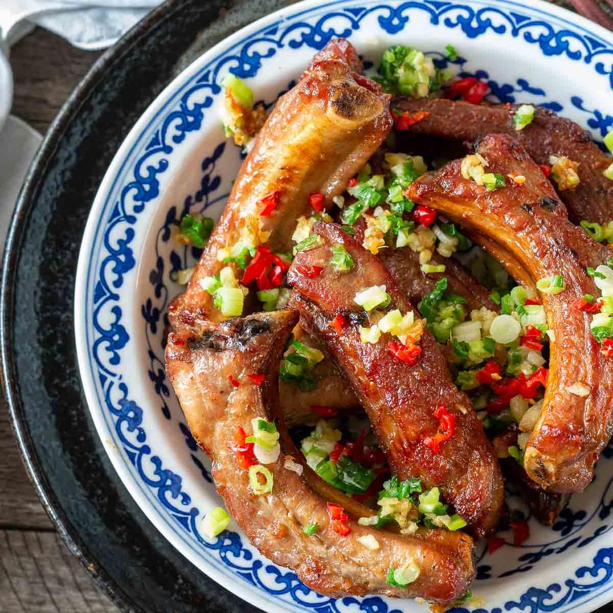 Air fryer ribs (chinese style garlic ribs)