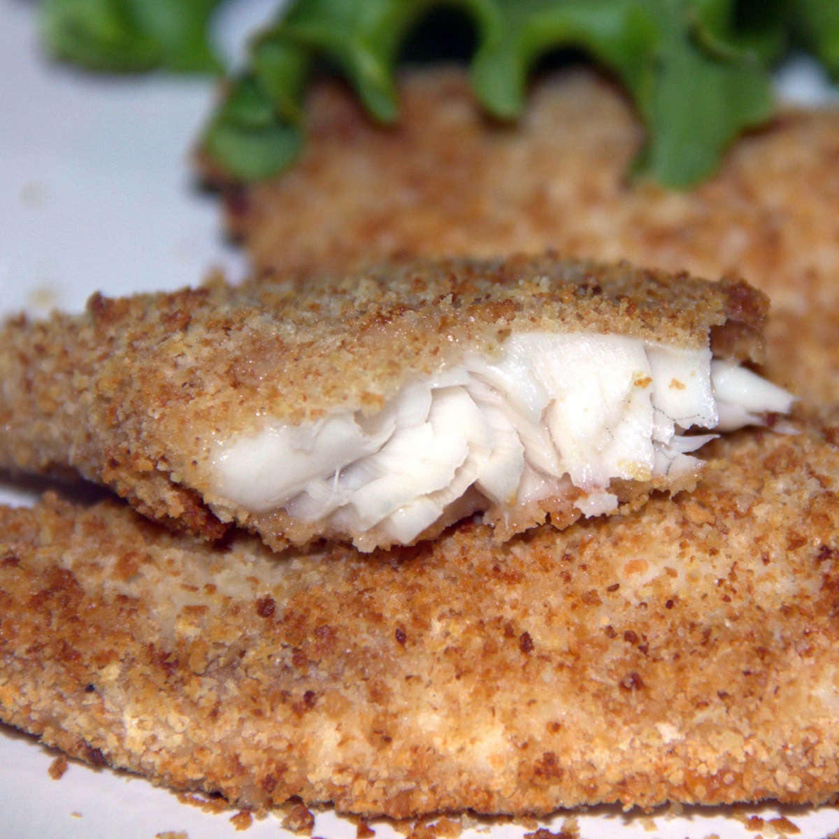 Air fried crumbed fish