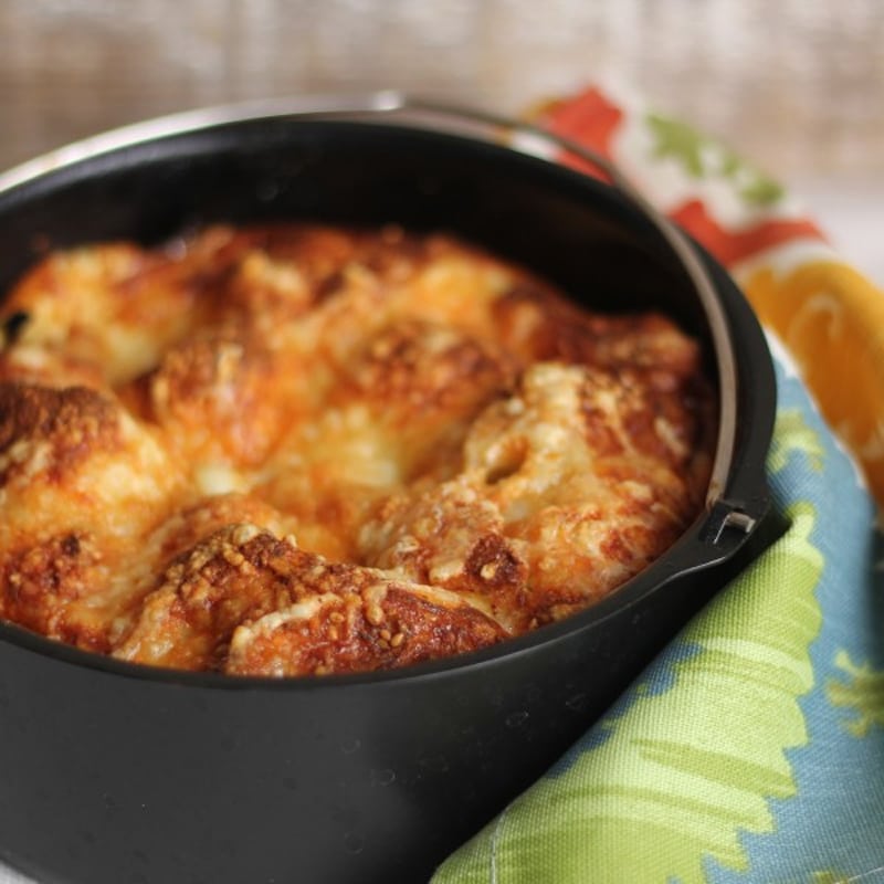 Air fried italian sausage and bell pepper breakfast strata