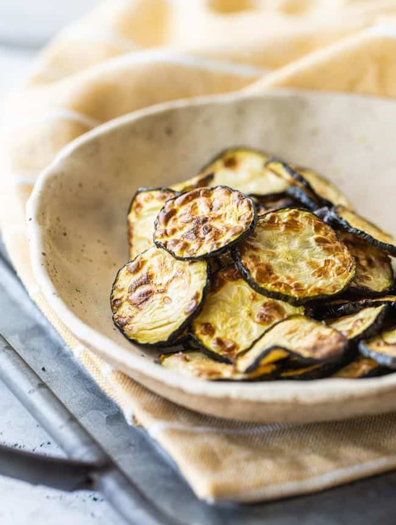 Air fried low-carb salt and vinegar zucchini chips