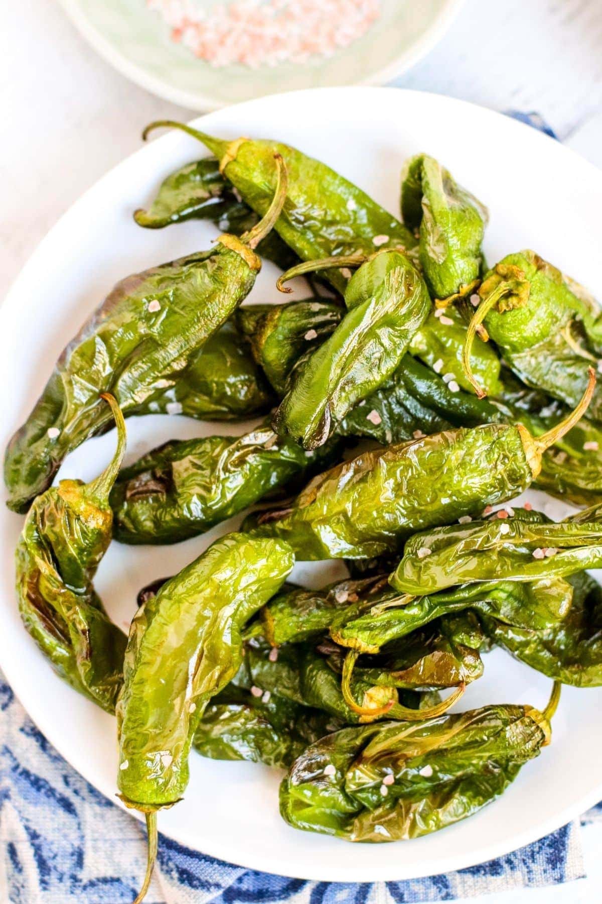 Air-fried shishito peppers
