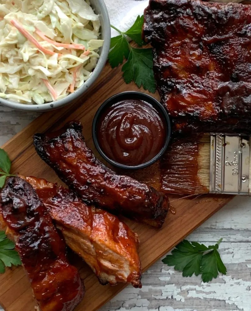 Air fryer bbq ribs with sauce