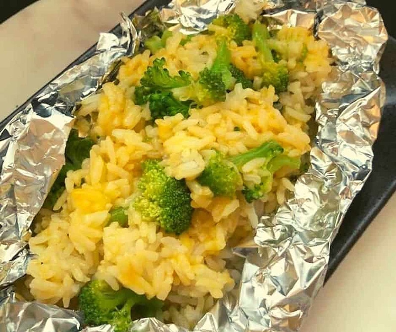 Air fryer cheesy broccoli and rice