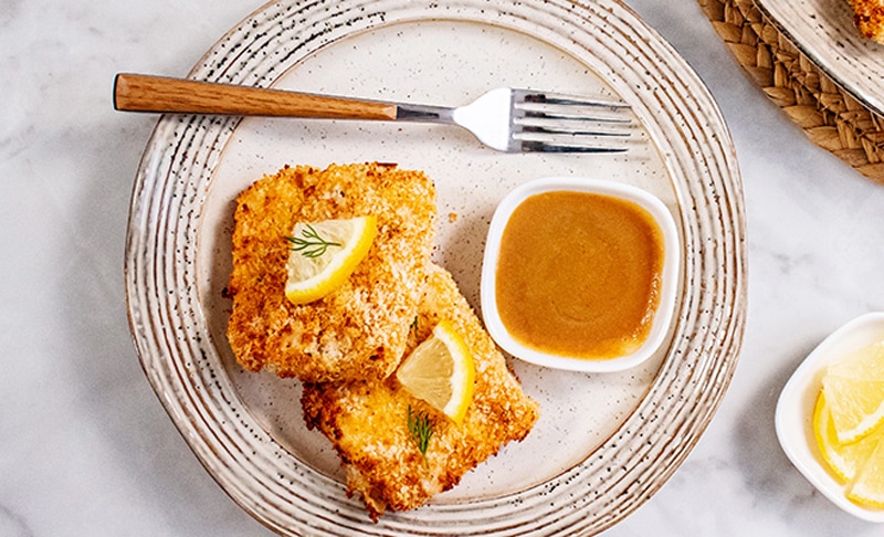 Air fryer cod with lemon soy butter