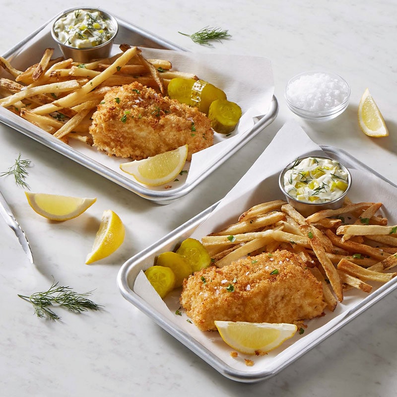 Air fryer fish and chips with pickle aioli recipe