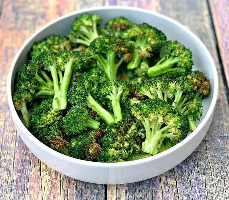 Air fryer frozen broccoli with optional herbes de provence seasoning