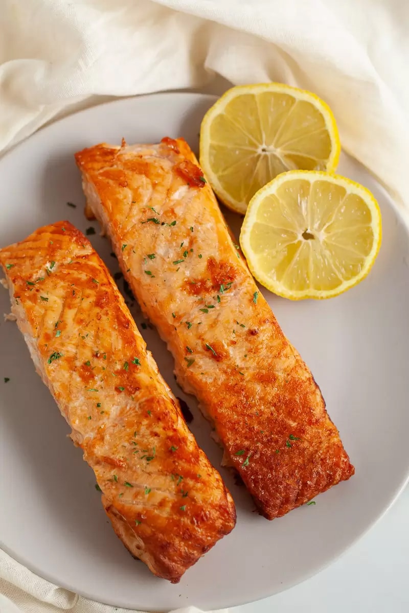 Air fryer frozen salmon (in 15 minutes or less! )