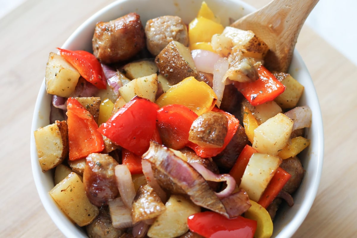 Air fryer italian sausage with peppers and potatoes