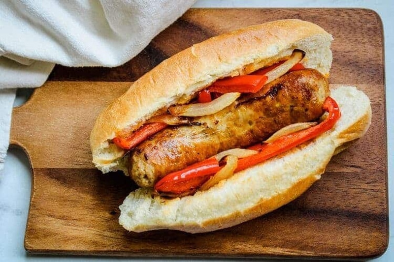 Air fryer italian sausage with sweet peppers and onions