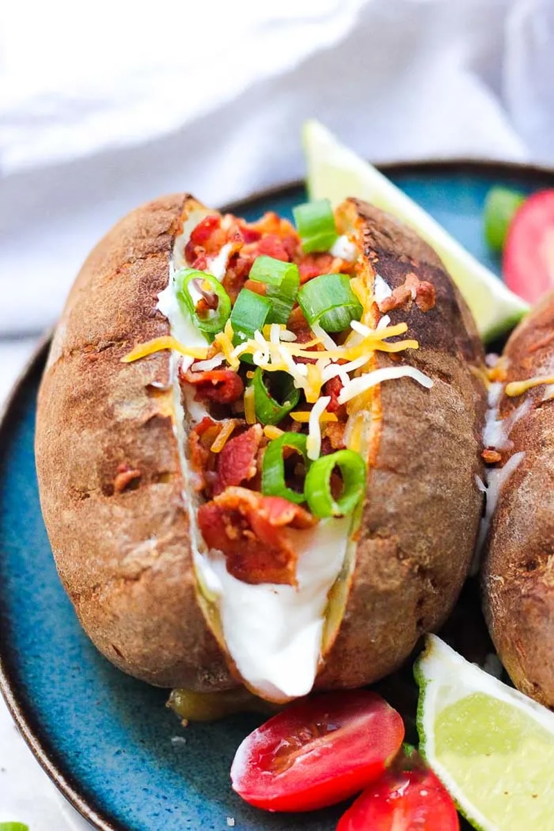 Air fryer loaded baked potatoes
