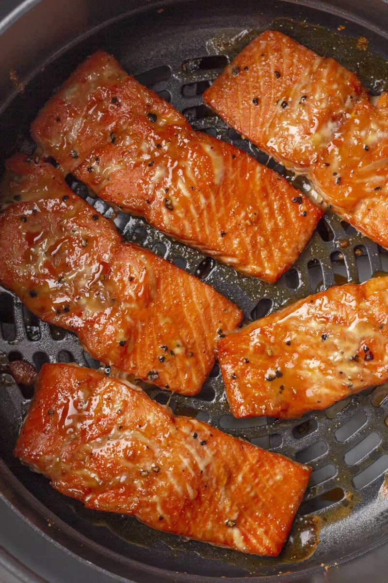 Air fryer maple glazed salmon