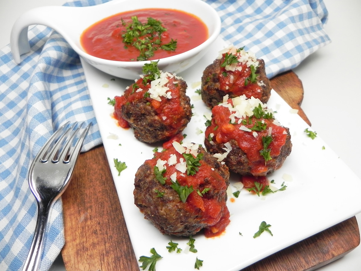 Air fryer meatballs with parmesan cheese