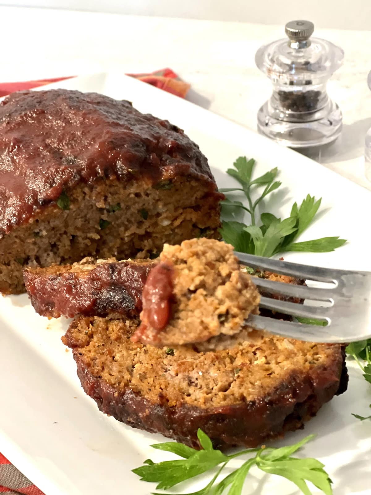 Air fryer meatloaf with barbeque sauce