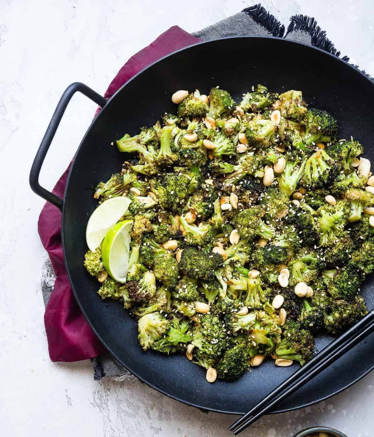 Air fryer roasted asian broccoli