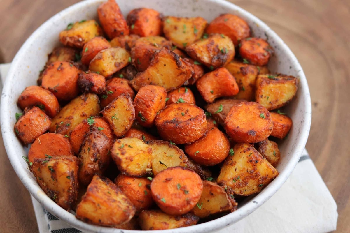 Air fryer roasted carrots and potatoes