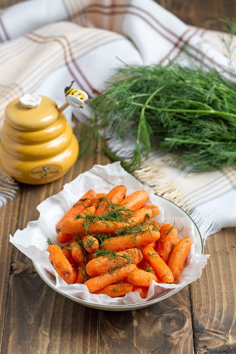 Air fryer roasted carrots with honey glaze
