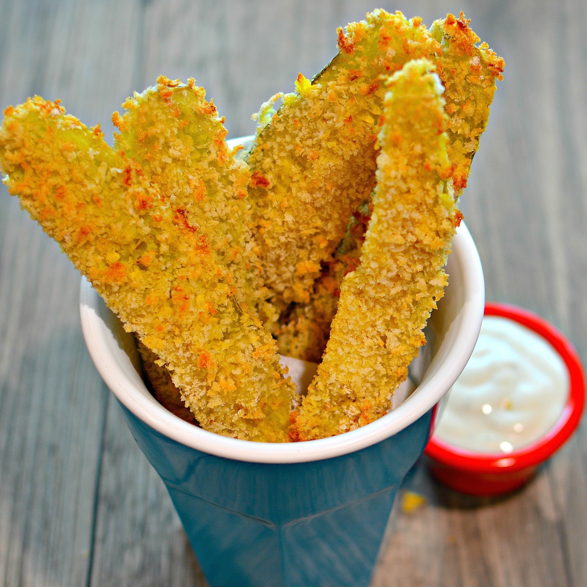 Air fryer spicy dill pickle fries