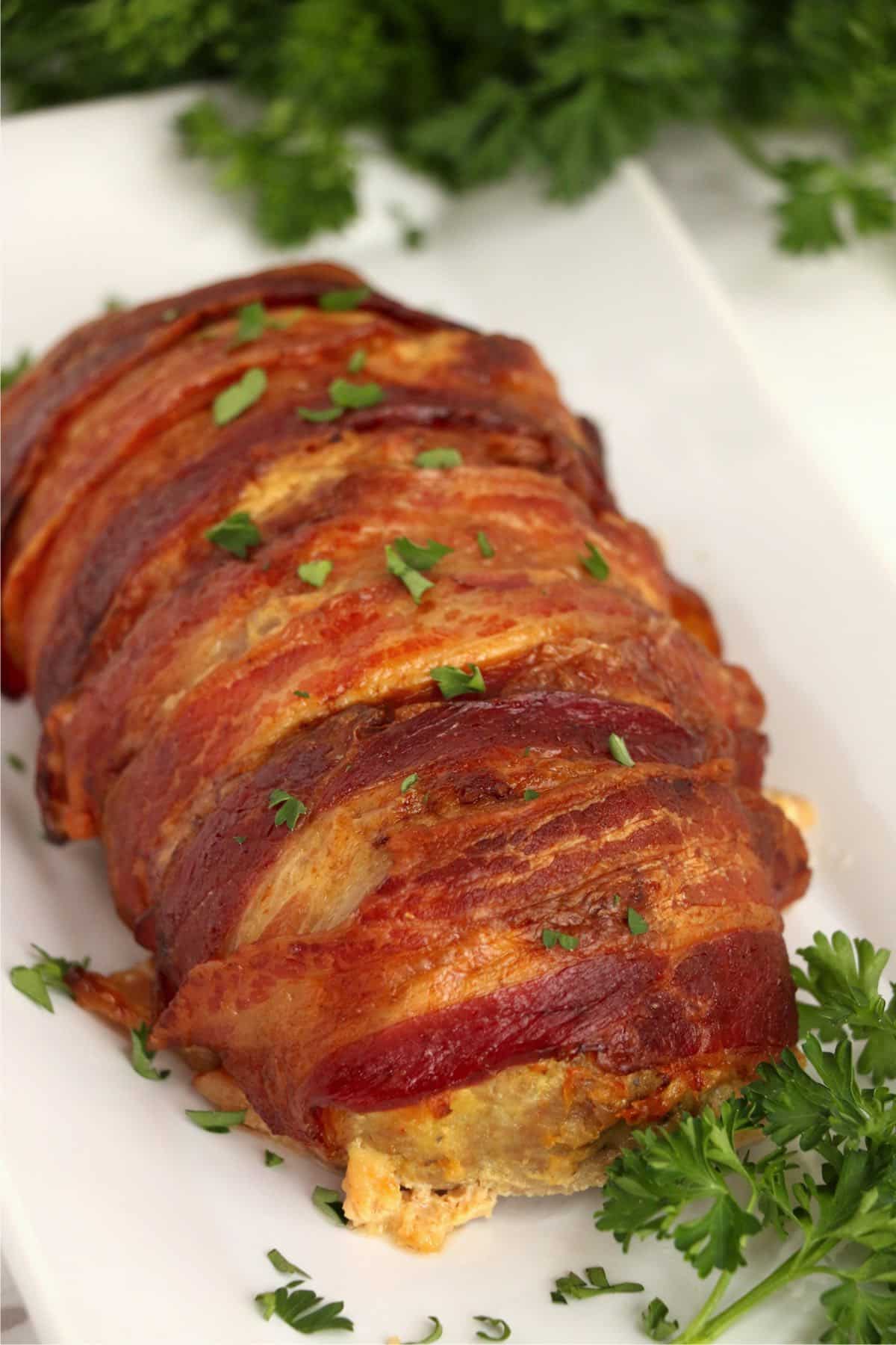 Air fryer turkey bacon wrapped meatloaf