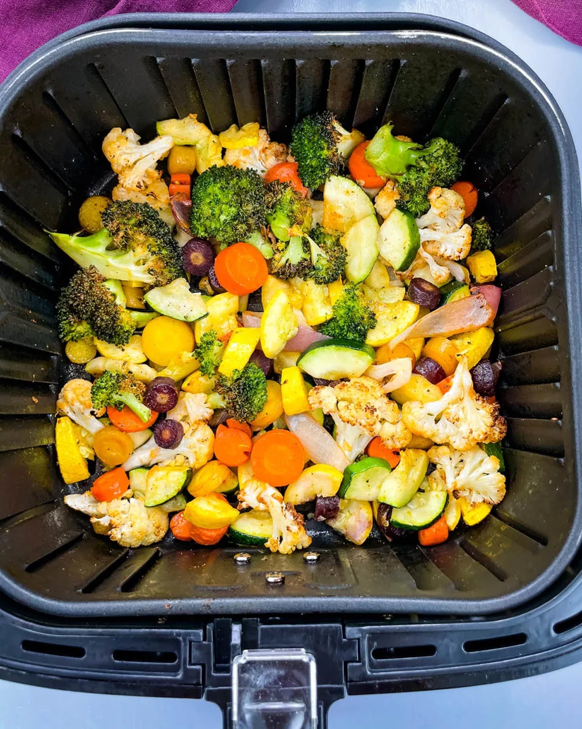 Air fryer vegetables with squash, cauliflower, and more