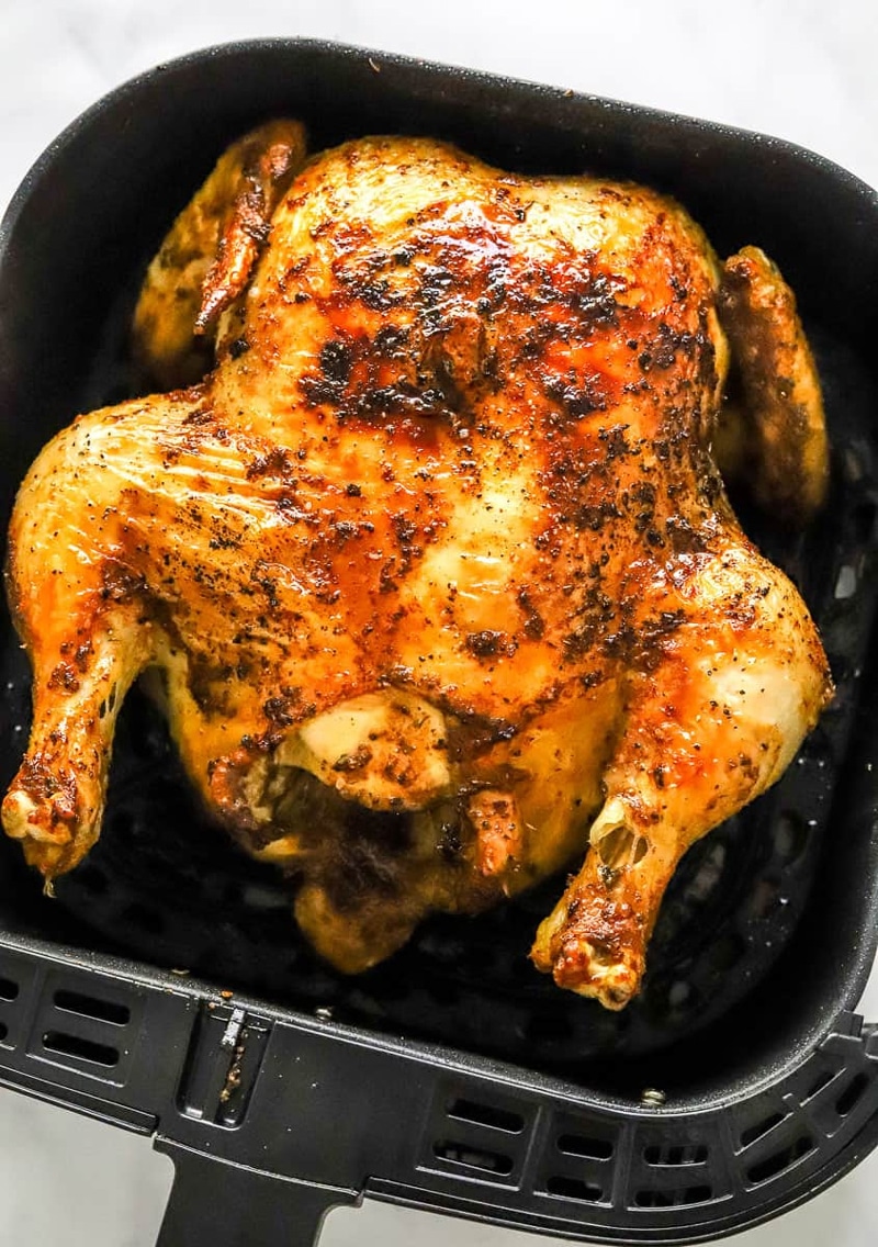 Air fryer whole chicken - crispy and juicy