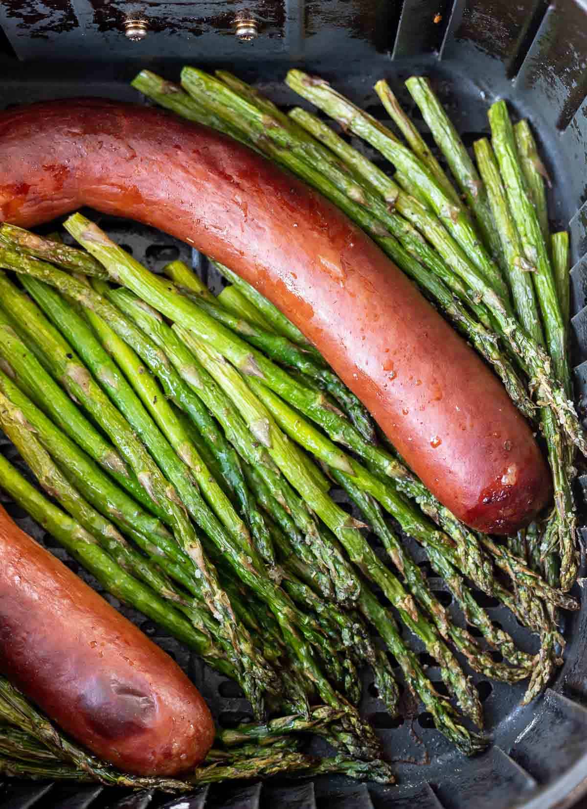Asparagus and smoked sausage in air fryer