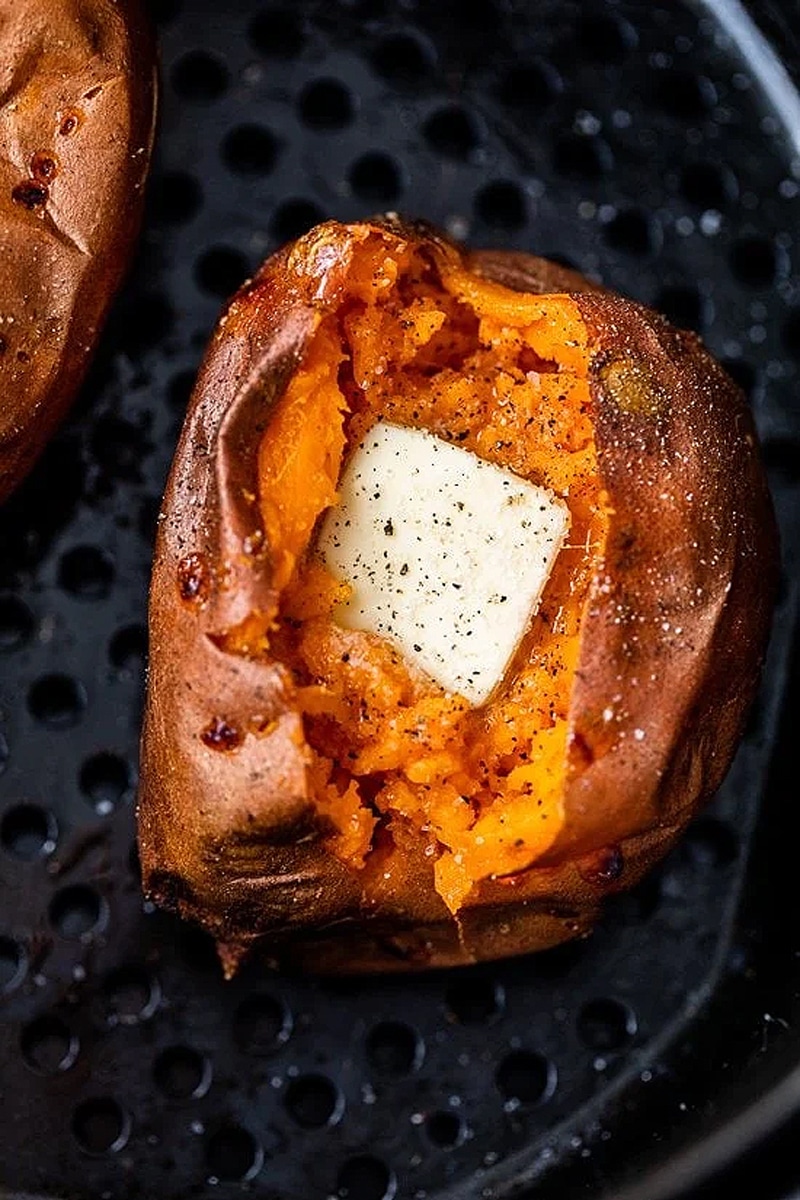 Baked air fryer sweet potato