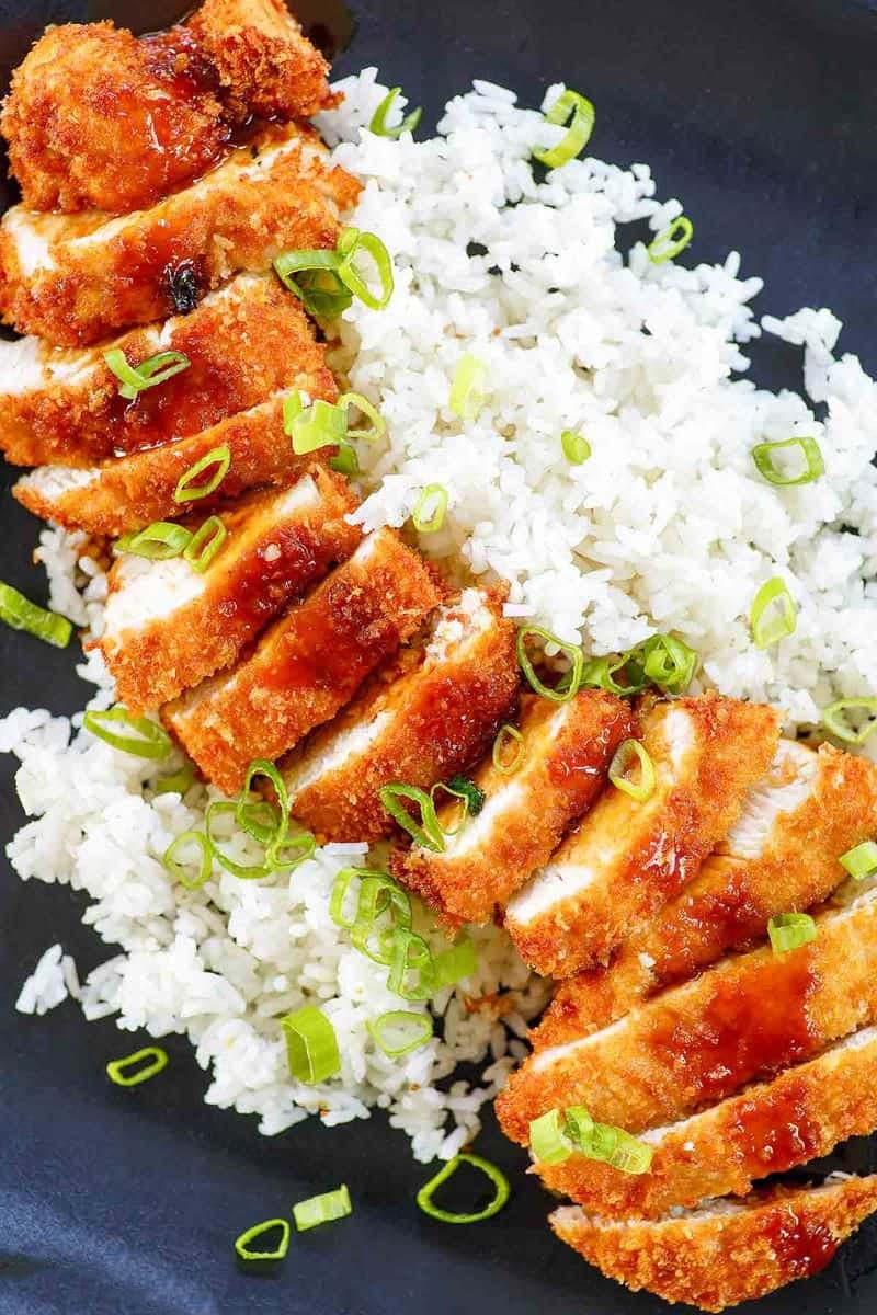 Chicken katsu with tonkatsu sauce