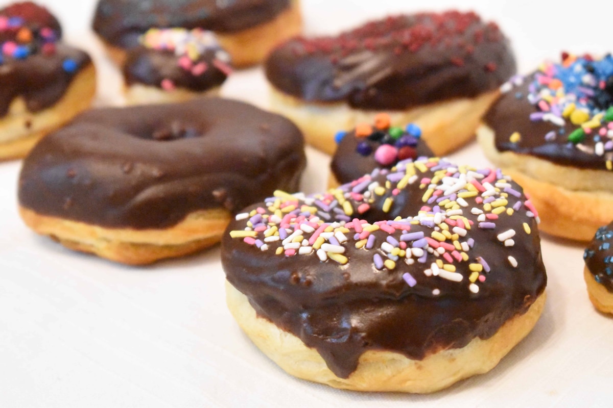 Chocolate frosted air fryer donuts