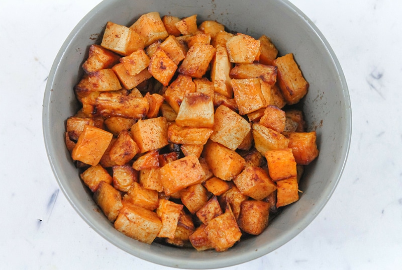 Cinnamon honey glazed air fryer sweet potato bites