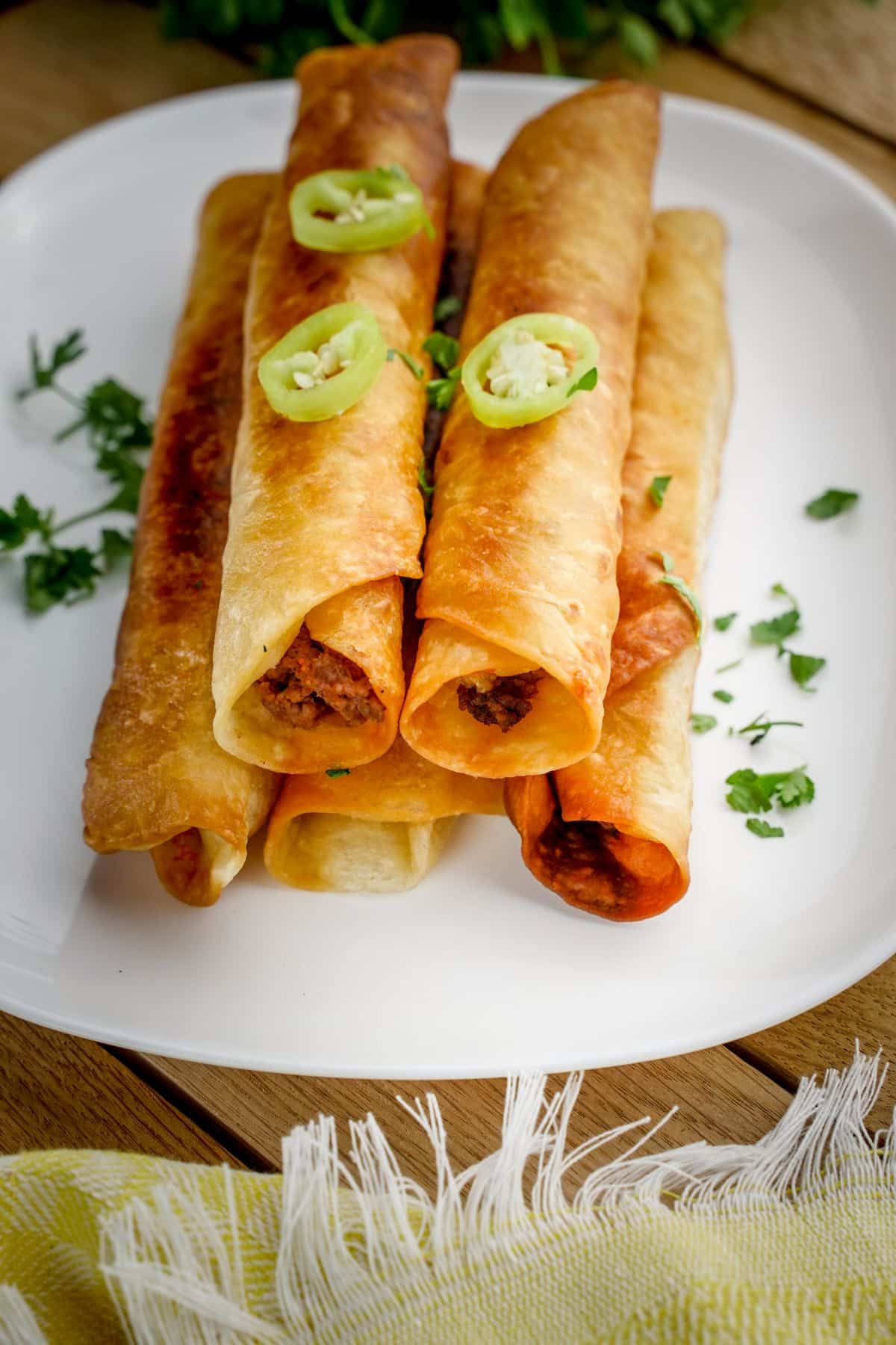 Classic fried ground beef taquitos with air fryer option
