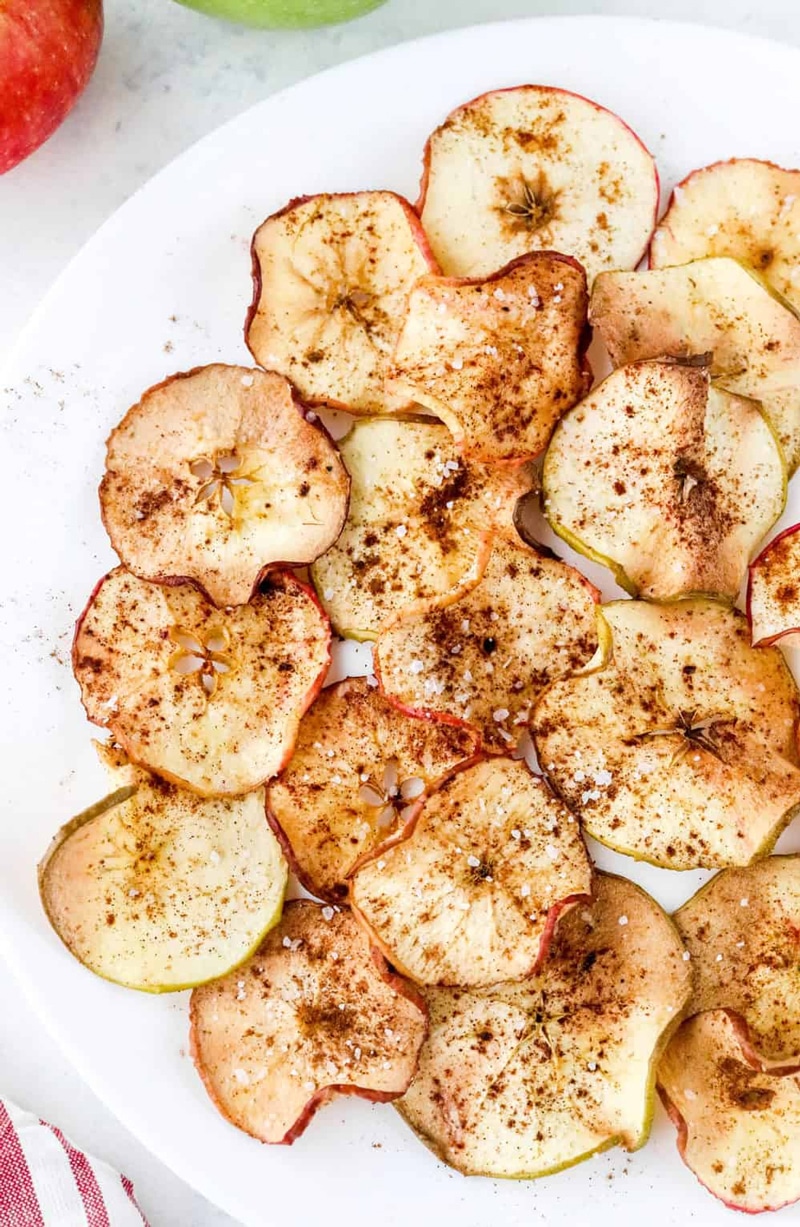 Easy air fryer apple chips with apple pie spice