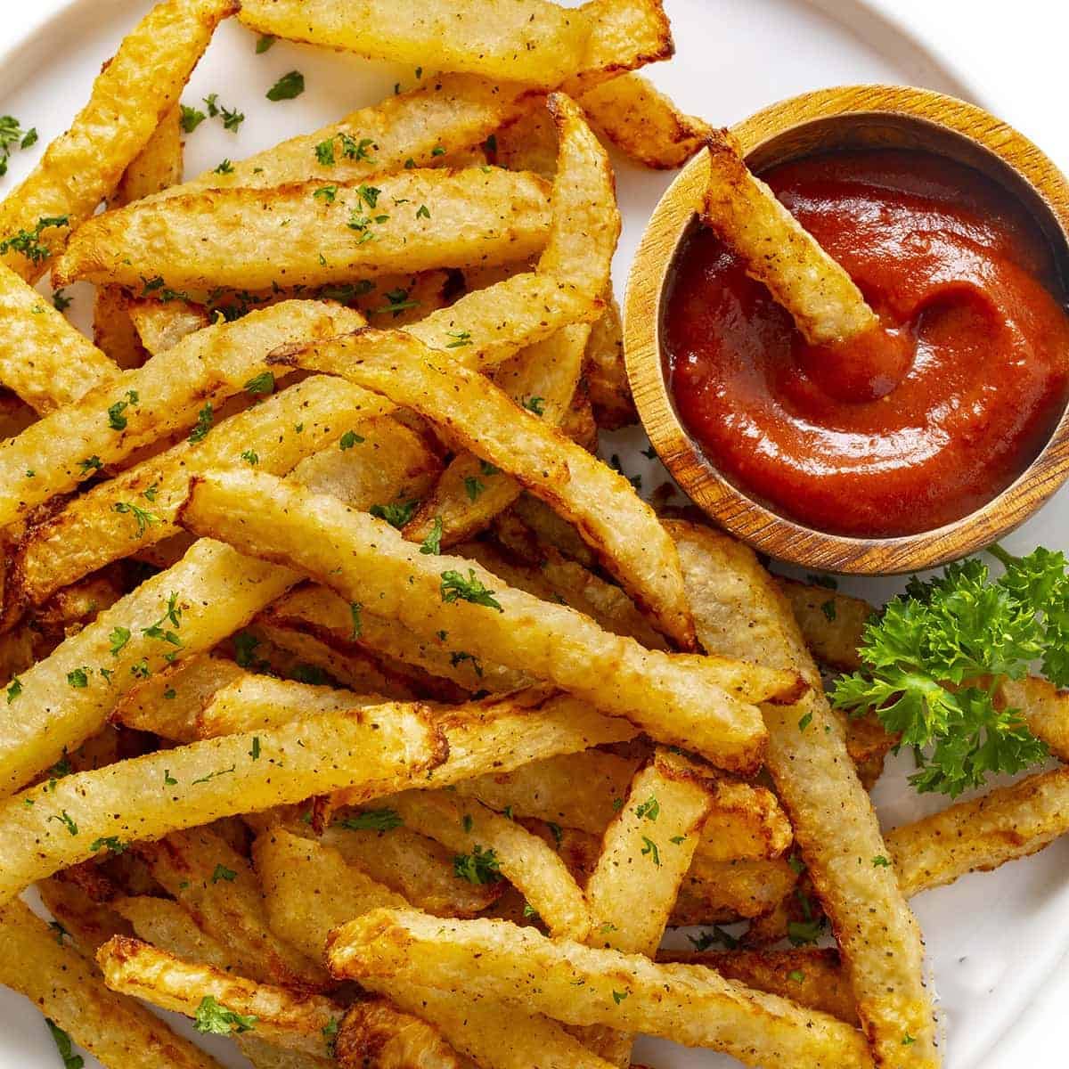 Jicama fries in the air fryer (crispy & low carb! )