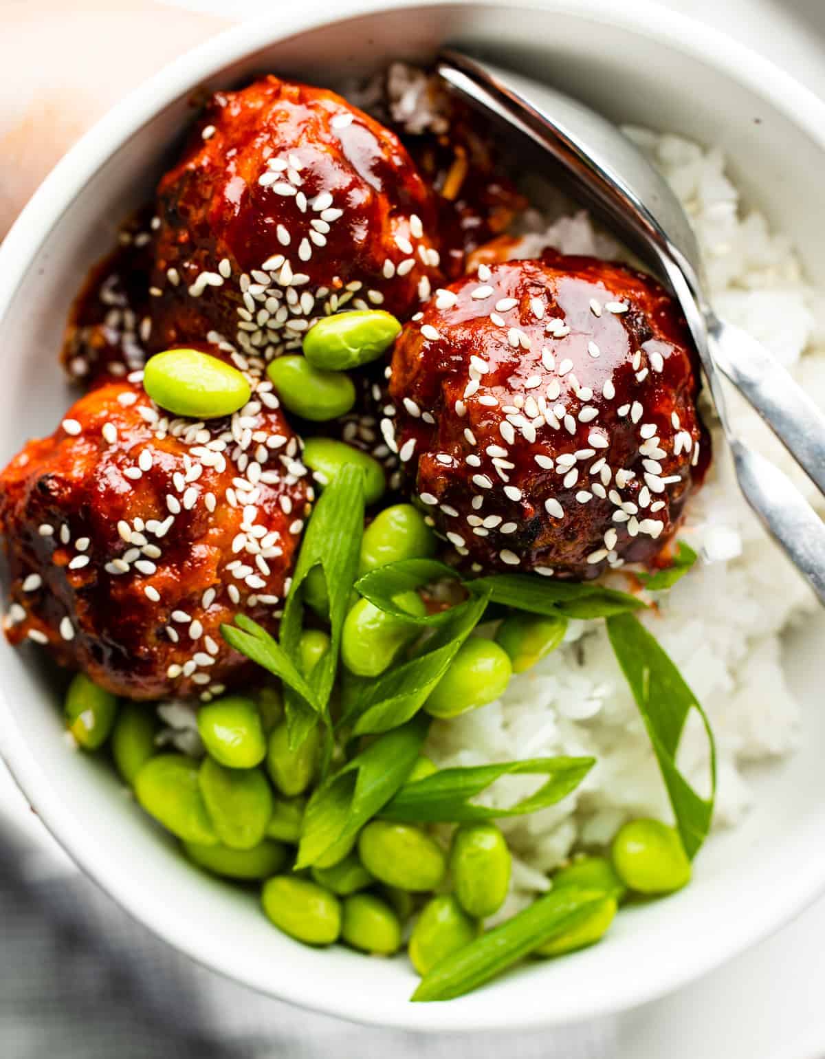Korean glazed chicken meatballs
