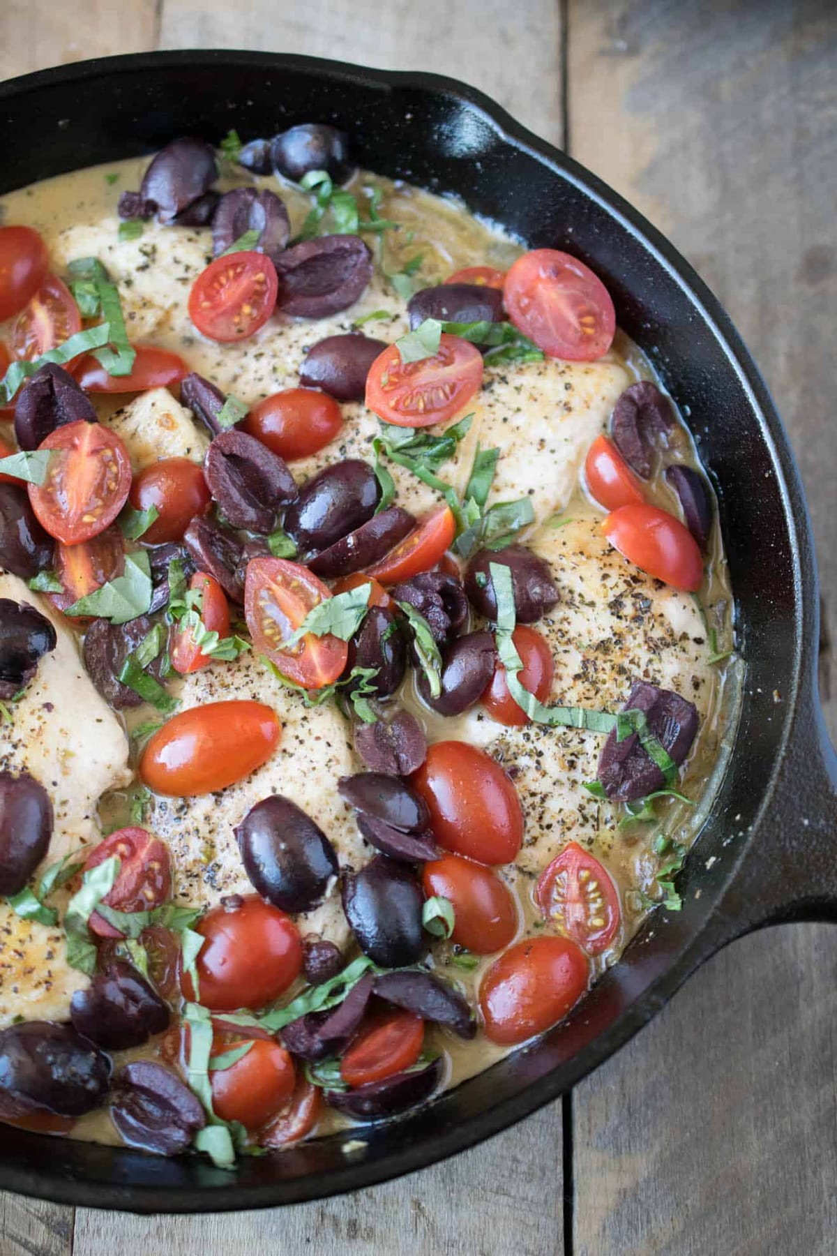 One pan chicken with tomatoes & olives