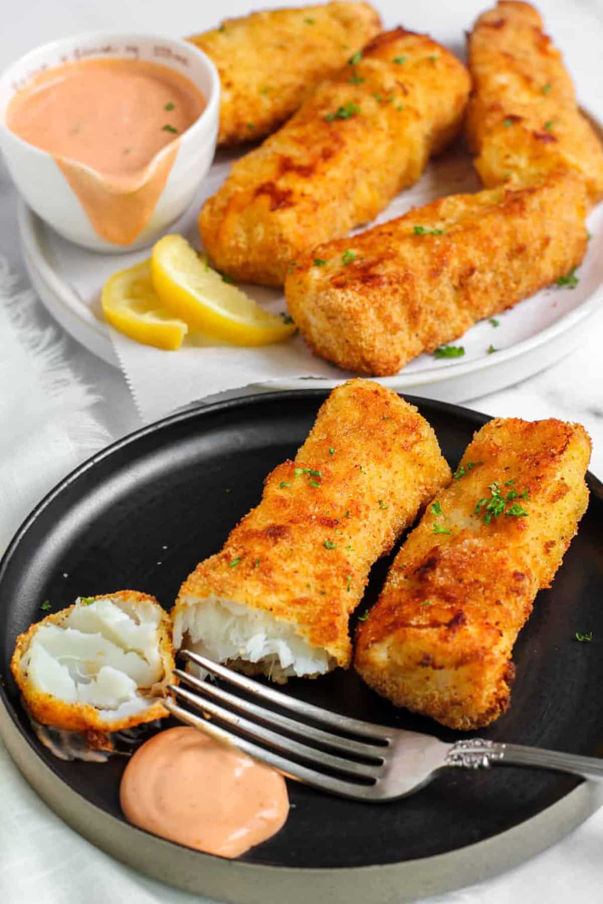 Spiced coating airfryer fish sticks